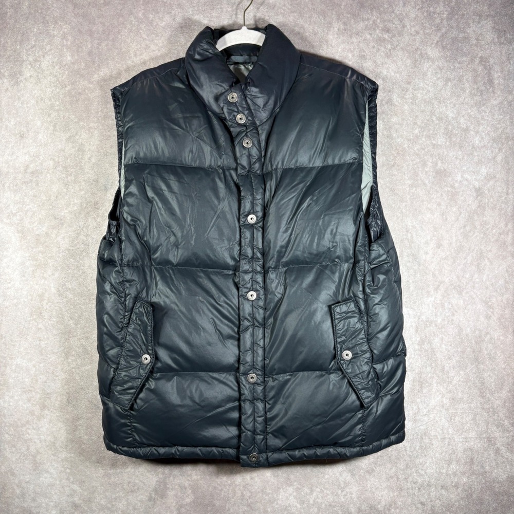 Gap Puffer Vest Mens L Navy Blue Puffer Sleeveless Quilted Snap Button Outdoor